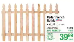 Menards 4 x 8 Cedar French Gothic Spaced Picket Wood Fence Panel offer