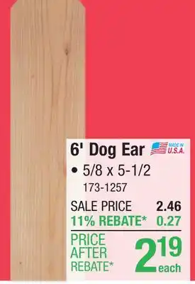 Menards 1 x 6 x 6' Cedar Dog Ear Fence Picket offer