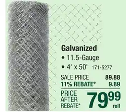 Menards 4' x 50' 11.5 Gauge Galvanized Steel Chain Link Fence Fabric offer