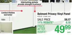 Menards Yardworks Belmont 6 x 6 White Privacy Vinyl Fence Panel offer