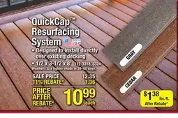 Menards UltraDeck QuickCap 8' Cedar Composite Deck Resurfacing System offer