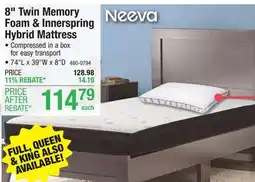 Menards Neeva 8 Twin Hybrid Mattress in a Box offer