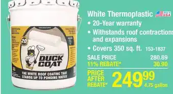 Menards Duck Coat White Thermoplastic Roof Coating - 4.75 gal offer