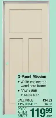 Menards Mastercraft 30W x 80H Primed 3-Panel Mission Interior Door System - Right Inswing offer
