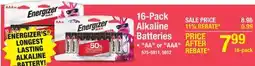 Menards Energizer Max AA Alkaline Batteries - 16 pack offer