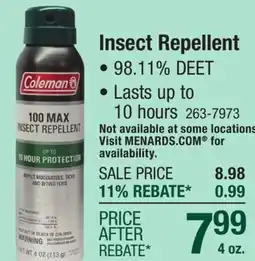 Menards Coleman 100 MAX Deet Insect Repellent - 4 oz offer