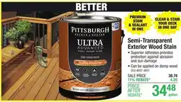 Menards Pittsburgh Paints & Stains Ultra Advanced Semi-Transparent Cinder Wood Stain - 1 gal offer