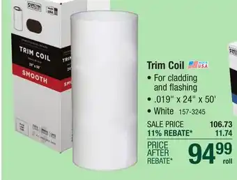 Menards 24 x 50' White/White Aluminum Trim Coil offer