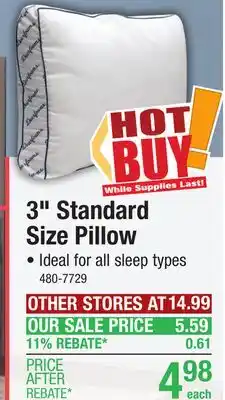 Menards Dearfoam 3 Gusset Standard/Queen Size Bed Pillow offer