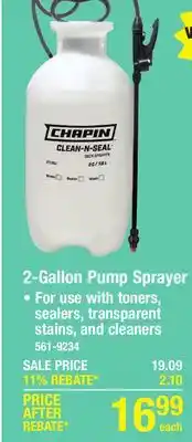 Menards Chapin Deck Tank Sprayer - 2 Gallon offer