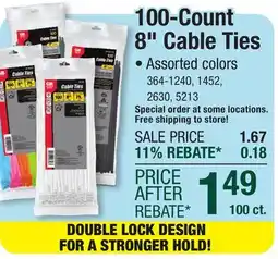 Menards Gardner Bender 8 Fluorescent Cable Ties - 100 Pack offer
