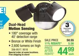 Menards Lithonia Lighting Dark Bronze LED Dual Head Motion Sensor Outdoor Security Flood Light offer