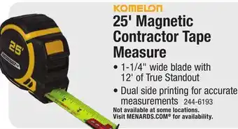 Menards Komelon 25' Magnetic Contractor TS Tape Measure offer