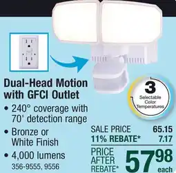 Menards Patriot Lighting Bronze LED Dual Head Motion Sensor Outdoor Security Flood Light w/ Outlet offer