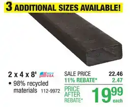 Menards 2 x 4 x 8' Black Plastic Lumber offer