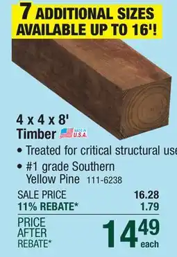 Menards AC2 4 x 4 x 8' #1 Critical Structural CedarTone Premium Pressure Treated Timber offer