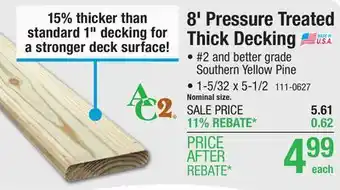 Menards AC2 5/4 x 6 x 8' Above Ground Green Pressure Treated Thick Decking offer