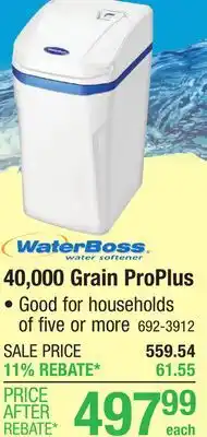 Menards WaterBoss ProPlus 40,000 Grain Water Softener offer