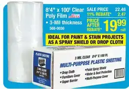 Menards Polar Plastics 8' 4 x 100' 3-mil Clear Poly Plastic Sheeting offer