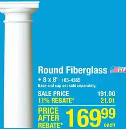 Menards Dixie-Pacific DuraLite 8 x 8' Tapered Round Unfinished Fiberglass Column offer