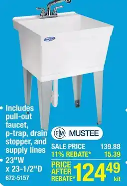 Menards Mustee UtilaTub 23W x 23-1/2D White Thermoplastic Floor-Mount Laundry/Utility Sink with Faucet offer
