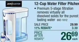 Menards ZeroWater 12-Cup Ready-Read Water Filter Pitcher offer
