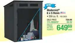 Menards Suncast Outdoor Resin Modernist 6 x 5 Storage Shed offer