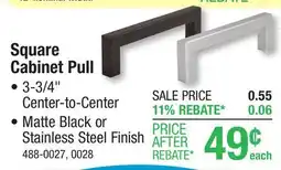 Menards 3-3/4 (96mm) Center-to-Center Matte Black Square Cabinet Pull offer
