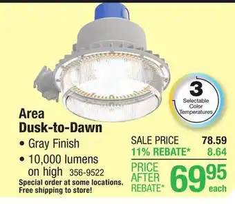 Menards Lithonia Lighting BarnGuard Gray LED Dusk-to-Dawn Outdoor Outdoor Security Area Light offer