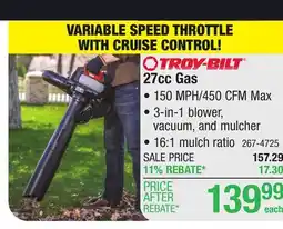 Menards Troy-Bilt 450 CFM 27cc 2-Cycle Gas Leaf Blower, Vacuum & Mulcher offer