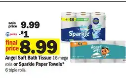 Meijer Angel Soft Bath Tissue 16 mega rolls or Sparkle Paper Towels* 6 triple rolls offer