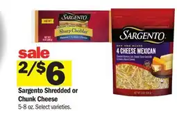 Meijer Sargento Shredded or Chunk Cheese offer