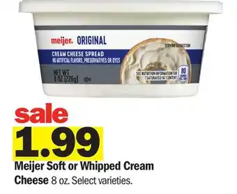 Meijer Meijer Soft or Whipped Cream Cheese offer