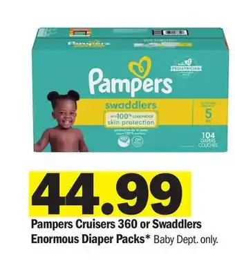 Meijer Pampers Cruisers 360 or Swaddlers Enormous Diaper Packs offer