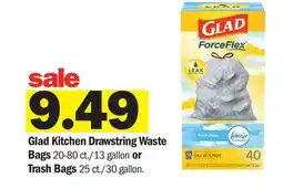 Meijer Glad Kitchen Drawstring Waste Bags 20-80 ct./13 gallon or Trash Bags 25 ct./30 gallon offer