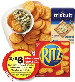 Meijer Ritz 8.8-13.7 oz., Triscuit 6.5-8.5 oz., Wheat Thins 8-9 oz. or Good Thins Crackers* 3.5-4 oz offer