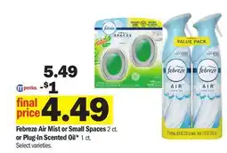 Meijer Febreze Air Mist or Small Spaces 2 ct. or Plug-In Scented Oil* 1 ct offer