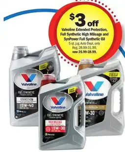 Meijer Valvoline Extended Protection, Full Synthetic High Mileage and SynPower Full Synthetic Oil offer