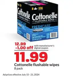 Hy-Vee Cottonelle flushable wipes offer