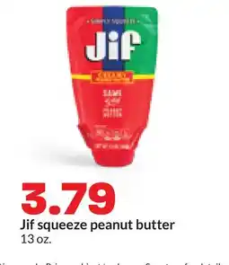 Hy-Vee Jif squeeze peanut butter offer