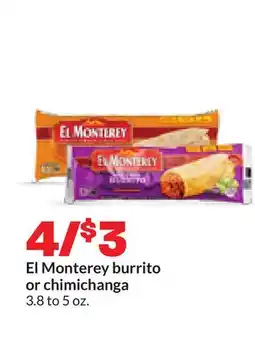 Hy-Vee El Monterey burrito or chimichanga offer
