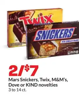 Hy-Vee Mars Snickers, Twix, M & M' s, Dove or KIND novelties offer