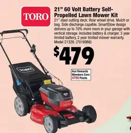 Ace Hardware 21 60 Volt Battery Self-Propelled Lawn Mower Kit offer