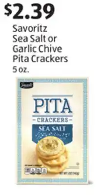 Aldi Savoritz Sea Salt or Garlic Chive Pita Crackers offer