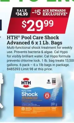 Ace Hardware HTH Pool Care Shock Advanced 6 x 1 Lb. Bags offer