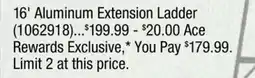 Ace Hardware 16' Aluminum Extension Ladder offer
