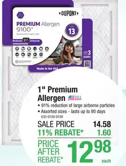 Menards DuPont Premium 16 x 20 x 1 MERV 13 Pleated Air Filter offer