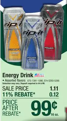 Menards Rip It Sugar Free Power Energy Drink - 16 oz offer