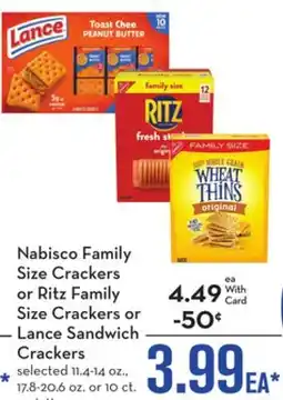 Mariano's Nabisco Family Size Crackers or Ritz Family Size Crackers or Lance Sandwich Crackers offer
