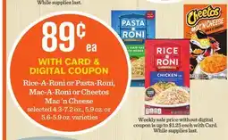 Mariano's Rice-A-Roni or Pasta-Roni, Mac-A-Roni or Cheetos Mac'n Cheese offer